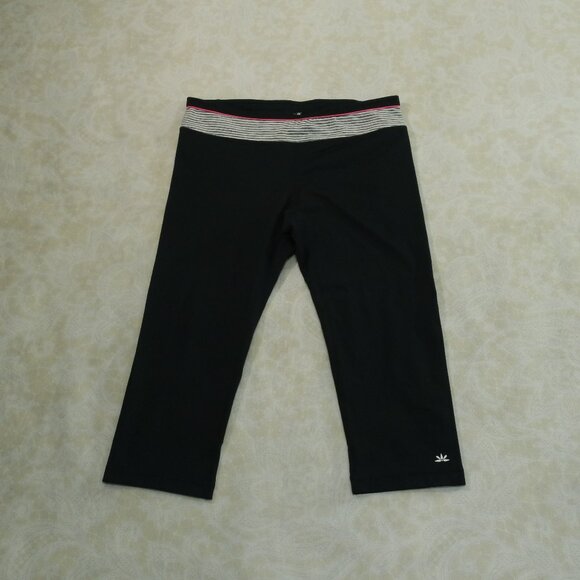 LUKKA Black Pink Accent Cropped Athletic Athleisure Leggings - Picture 4 of 11